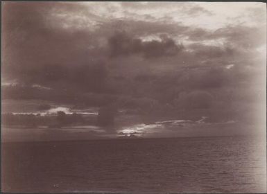 Gavutu in the gloaming, showing the coast of Guadalcanar, Solomon Islands, 1906 / J.W. Beattie