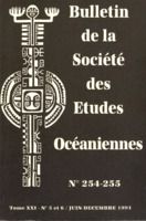 Bulletin de la Société des Études Océaniennes numéro 254-255