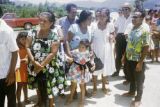 Federated States of Micronesia, group greeting people arriving at airport on Pohnpei Island