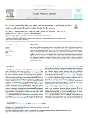 Occurrence and abundance of meso and microplastics in sediment, surface waters and marine biota from the South Pacific Region