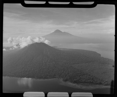 Mt Lolobau, 3058 feet high, and Mt Ulawun (Father), 7376 feet high, New Britain, Papua New Guinea