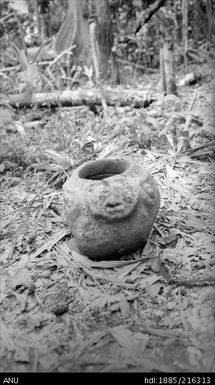 Ancient carved stone found close to Atemble Mission  30 July 1937  11 am dull