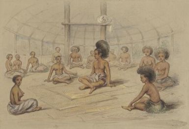 [Natives of Louisiade Archipelago inside a hut] / [Thomas Huxley]