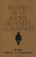 Bulletin de la Société des Études Océaniennes numéro 224