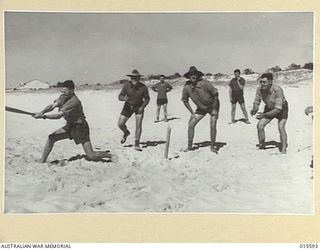 1943-08-20. AN AUSTRALIAN ARMY CONVALESCENT DEPOT. THE SPIRIT THROUGHOUT THE CAMP IS THAT OF MEN IN HOLIDAY AND AS ONE BOY FROM NEW GUINEA PUT TO "TO THINK THE ARMY PAYS US FOR IT". THE BEACH ..