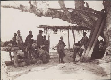 A crowd listening to the church congress addresses, Honggo, Solomon Islands, 1906 / J.W. Beattie