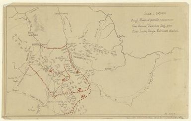Rough sketch of possible native routes from Kumusi Watershed south across Owen Stanley Range, vide notes attached
