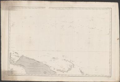 Carte des Iles Carolines et des terres environnantes : (Nouvelle Guinʹee, Nouvelle Bretagne, Nouvelle Irlande, Iles Salomon, Iles de l'Amirautʹe, &c.) / dressʹee par Mr. C.A. Vincendon-Dumoulin, Ingʹenieur Hydrographe de la marine d'apr`es les travaux le plus rʹecents ; gravʹe par Jacobs ; ecrit par J.M. Hacq