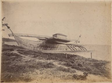 Out-rigger canoe, Majuro, 1886