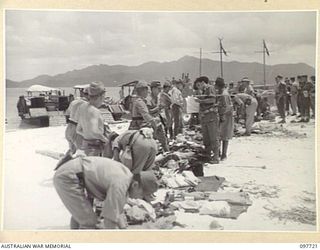 SAMANSO ISLAND, BOUGAINVILLE AREA. 1945-10-01. FOLLOWING THE SURRENDER OF THE JAPANESE ALL HIGH RANKING JAPANESE OFFICERS IN THE BUIN AREA WERE TRANSFERRED TO SAMANSO ISLAND. THEY USED THEIR OWN ..