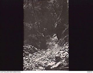 BULLDOG-WAU ROAD, NEW GUINEA, 1943-07-15. SECTION OF THE ROAD APPROACHING THE 27 MILE POINT