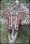 Canoes: carved and painted prowboard and splashboard on a kula canoe