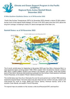 Regional Early Action Rainfall Watch : Monthly and seasonal Rainfall Watch: December 2023