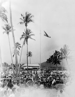 Raising the German flag, 1900