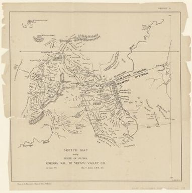 Sketch map shewing route of patrol Kokoda, K.D., to Vetapu Valley C.D., July-August, 1914 (28)