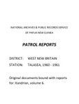 Patrol Reports. West New Britain District, Talasea, 1960 - 1961