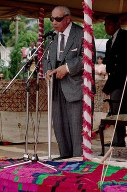 King Taufa'ahau Tupou IV, sovereign of the Kingdom of Tonga, addressing his people at the dedication of new Grey Lynn church