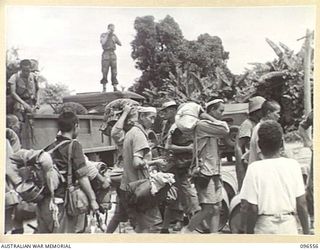 TOROKINA, BOUGAINVILLE. 1945-09-14. SOME OF THE MEMBERS OF THE PARTY OF 79 CHINESE WHO ARRIVED BY TRUCK AT TOROKINA COMPOUND. FORMER PRISONERS OF THE JAPANESE THEY WERE RELEASED WHEN AUSTRALIAN ..
