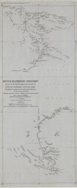 Forschungen im Innern der Insel Neuguinea : (Bericht des Fuhrers uber die wissenschaftlichen Ergebnisse der deutschen Grenzexpedition in das westliche Kaiser-Wilhelmsland 1910): Karte 1. Deutsch-Hollandisches Grenzgebiet nach den von Mai-Nov. 1910 aufgenommenen Routen ... 1:300,000 [Linen copy]