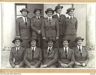 MELBOURNE, VIC. 1944-04. GROUP PORTRAIT OF PRINCIPAL MATRONS OF THE AUSTRALIAN ARMY NURSING SERVICE WHO ARE ATTENDING THE AUSTRALIAN WOMEN'S ARMY SERVICE (AWAS) SENIOR ADMINISTRATION SCHOOL. BACK ..