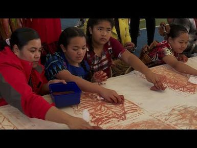 Drawing from the past: Finlayson Park School students take part in tapa cloth making