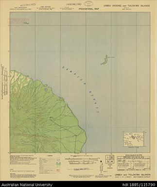 Papua New Guinea, New Britain, Umboi (Rooke) and Tolokiwa Islands, Provisional map, Sheet B55/7, 2 of 4 , 1943, 1:63 360