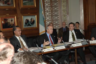 [Assignment: 48-DPA-02-26-08_SOI_K_Insular] Interagency Group on Insular Areas (IGIA) meeting at Main Interior, with Secretary Dirk Kempthorne, [Deputy Chief of Staff Doug Domenech, Acting Deputy Assistant Secretary for Insular Affairs Nikolao Pula, and other Interior officials joining Governors and Congressional representatives of U.S. island territories] [48-DPA-02-26-08_SOI_K_Insular_IOD_1190.JPG]