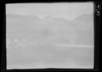 Cottages at edge of harbour, Pago Pago, American Samoa, Tutuila Island, approximately 1924 / Michael Terry