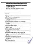 Proceedings of the Workshop on Research Methodologies and Applications for Pacific Island Agroforestry : July 16-20, 1990, Kolonia, Pohnpei, Federated States of Micronesia