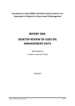 Report One: Desktop Review of Used Oil Management Data.
