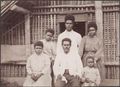 Reverend Clement Marau and his family on the island of Ulawa, Solomon Islands, 1906 / J.W. Beattie