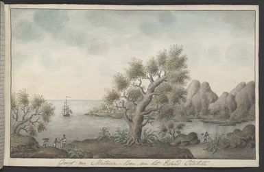Artist unknown: Gezigt van Matavia-baai, aan het Eiland Otahiti [1769. Copied ca 1785]