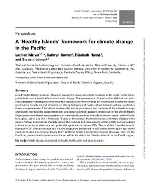 A ‘Healthy Islands’ framework for Climate Change in the Pacific