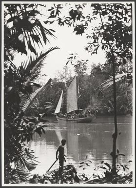 Sailing up the Fly River, Papua New Guinea, 1921? Frank Hurley