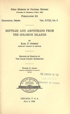 Reptiles and amphibians from the Solomon Islands