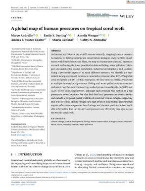 A Global Map of Human Pressures on Tropical Coral Reefs