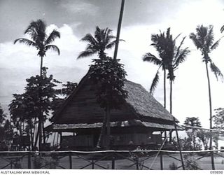 RABAUL, NEW BRITAIN, 1946-03-15. THE AUSTRALIAN ARMY CONTROL AND ADMINISTRATION BUILDING FOR 5 GROUP CAMP. THE CAMP IS ONE OF THIRTEEN GROUP CAMPS ESTABLISHED AROUND RABAUL FOR THE CONCENTRATION OF ..