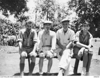 RABAUL, NEW BRITAIN. 1945-09-15. FOUR CIVILIANS OF RABAUL, PRISONERS OF THE JAPANESE SINCE THE OCCUPATION OF RABAUL BY THE JAPANESE ON 23 JANUARY 1942. THEY WERE RELEASED WHEN TROOPS OF 11 DIVISION ..