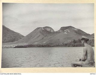 RABAUL, NEW BRITAIN. 1945-09-30. THE MATAPI CRATER VIEWED BY A MEMBER OF 55 PORT CRAFT COMPANY FROM THE LAUNCH AM 1825