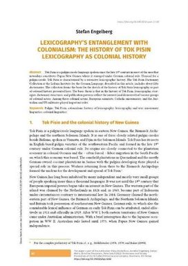 Lexicography’s entanglement with colonialism: The history of Tok Pisin lexicography as colonial history