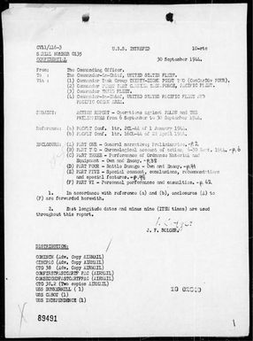 USS Intrepid - Rep of Air Ops Against the Palau & Philippine Is, 9/6-30/44