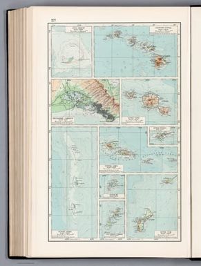 Gavayskye Ostrova. Atoll Miduey. Perl- Kharbor - Gonolulu. Ostrov Taiti. Ostrov Bonin. Ostrov Samoa. Ostrov Tutuila. Ostrov Yap. Ostrova Saypan i Tinian. Ostrov Guam. 277. Atlas Mira : 1954.