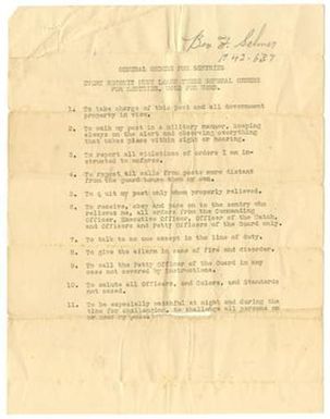 [General Orders for Sentries, 1942]