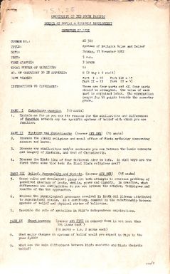 SE 322 Systems of religion, belief and value.  Exam paper