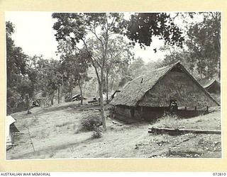 PORT MORESBY, NEW GUINEA, 1944-05-01. THE H BRANCH OFFICERS' MESS (1), AND THE G BRANCH OFFICERS' MESS (2), AT THE A & Q BRANCH AREA, HEADQUARTERS NEW GUINEA FORCE