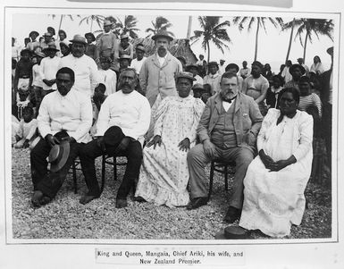 King John and Queen, with the Chief Ariki and his wife, and John Seddon, Mangaia, Cook Islands