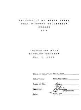Oral History Interview with Richard Grissom, May 9, 1996