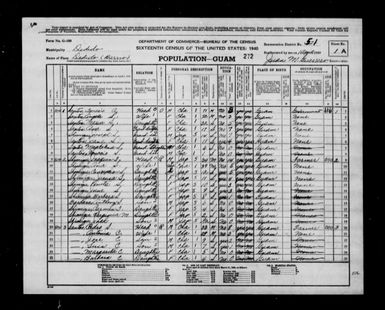 1940 Census Population Schedules - Guam - Dededo County - ED 5-1