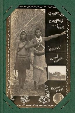 Greetings, Christmas 1907-1908: 'Banaba', Ocean Island, Pacific Ocean.  From the album: Banaba (Ocean Island)