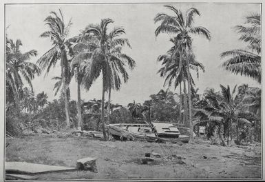 Boat washed ashore on Papeete by a hurricane